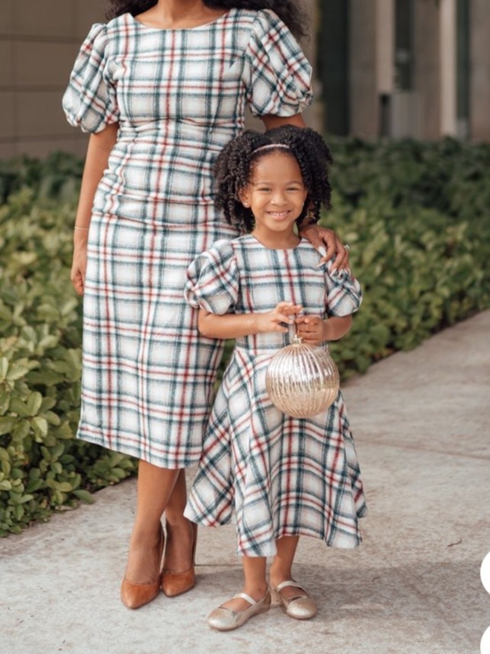 Ivy City Co Molly Tartan Plaid Puff Sleeve Midi Dress XL